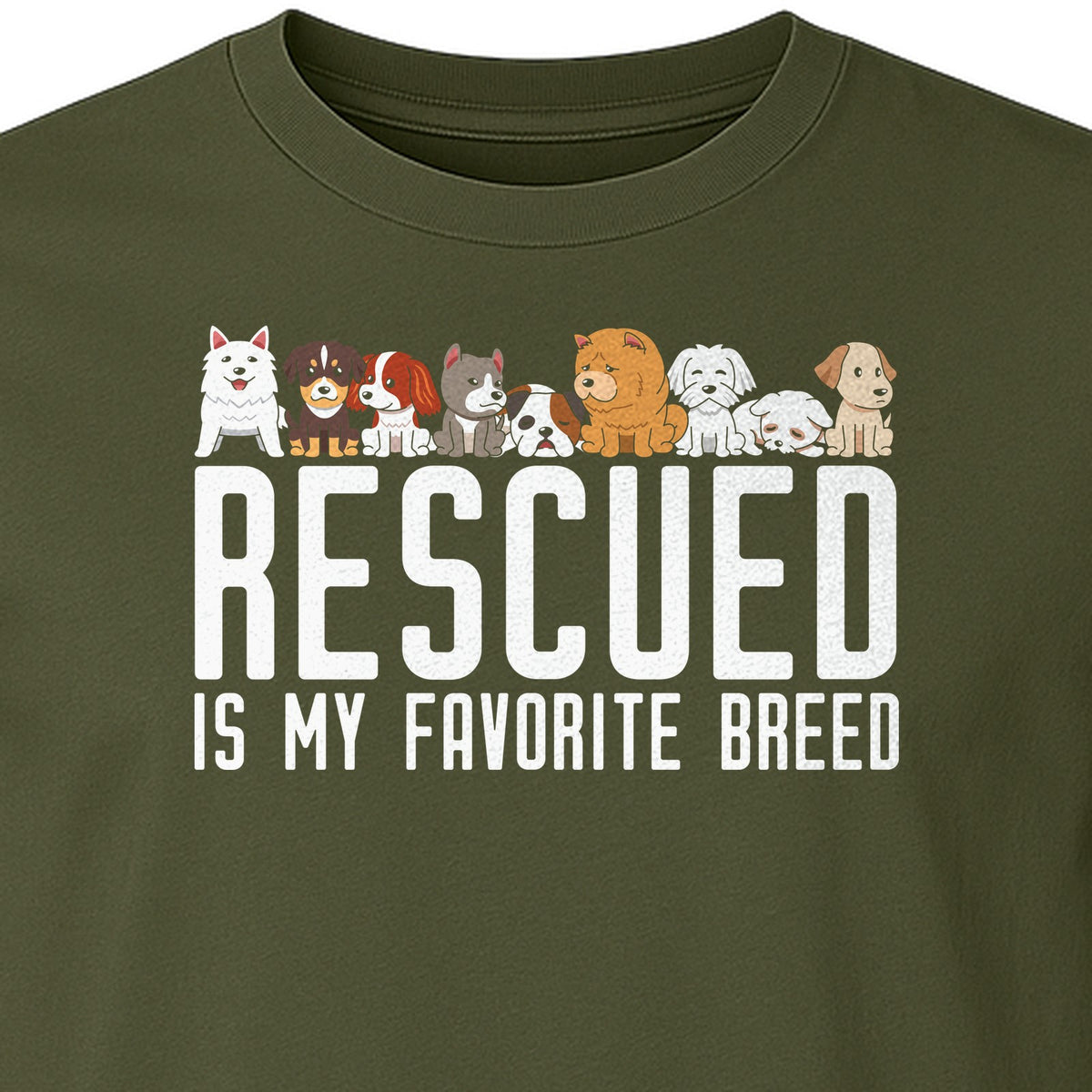 Dog Rescue T-Shirt, Rescued Is My Favorite Breed Graphic for Animal Lovers and Pet Parents