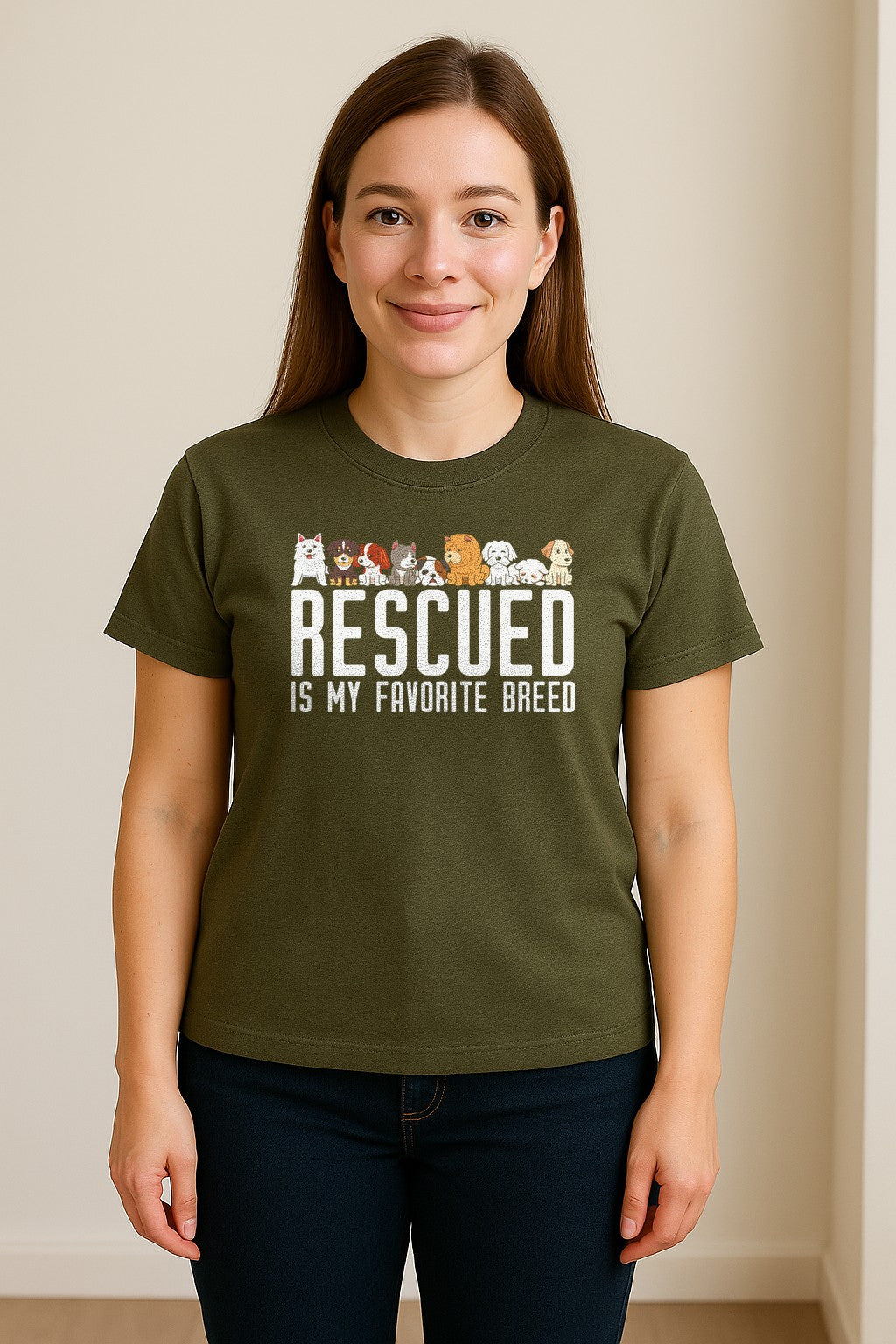Dog Rescue T-Shirt, Rescued Is My Favorite Breed Graphic for Animal Lovers and Pet Parents