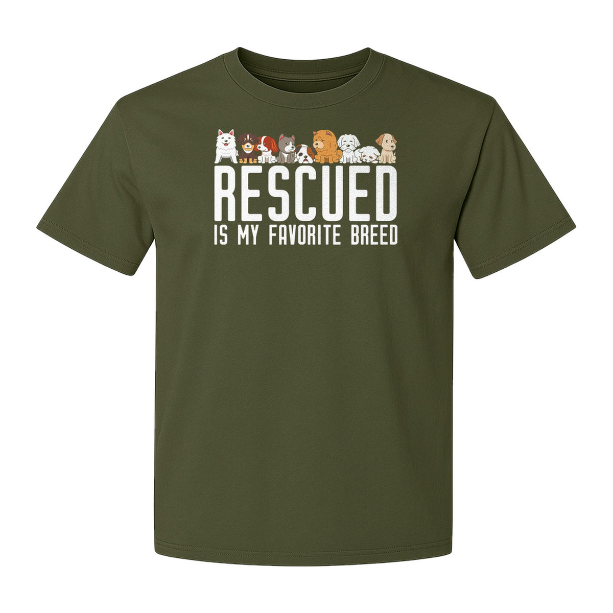 Dog Rescue T-Shirt, Rescued Is My Favorite Breed Graphic for Animal Lovers and Pet Parents