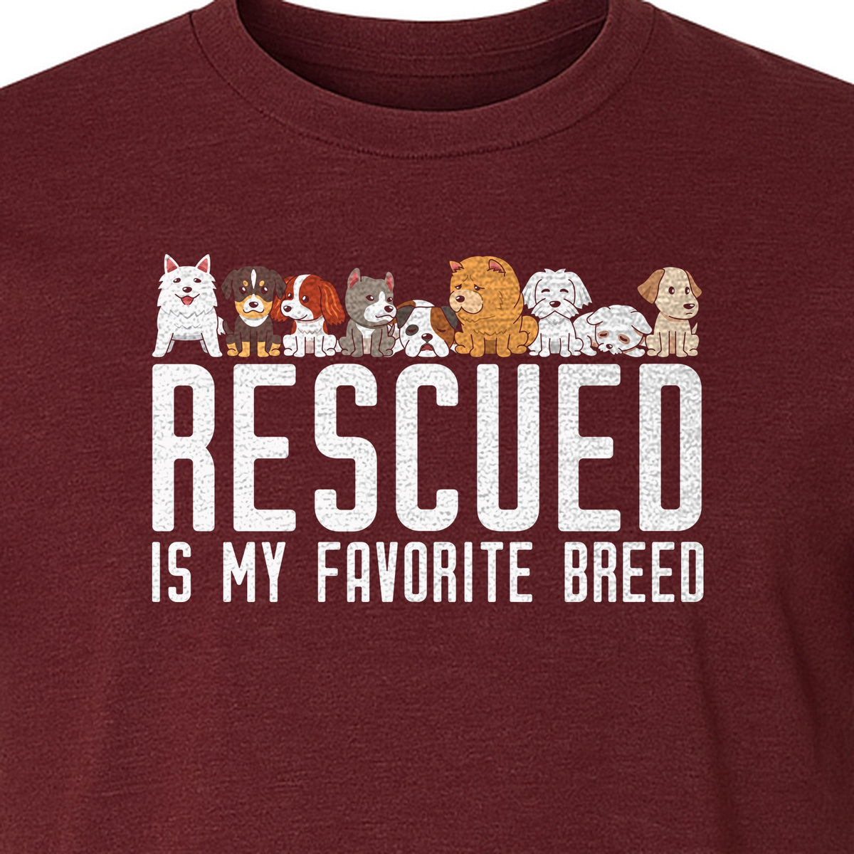 Dog Rescue T-Shirt, Rescued Is My Favorite Breed Graphic for Animal Lovers and Pet Parents