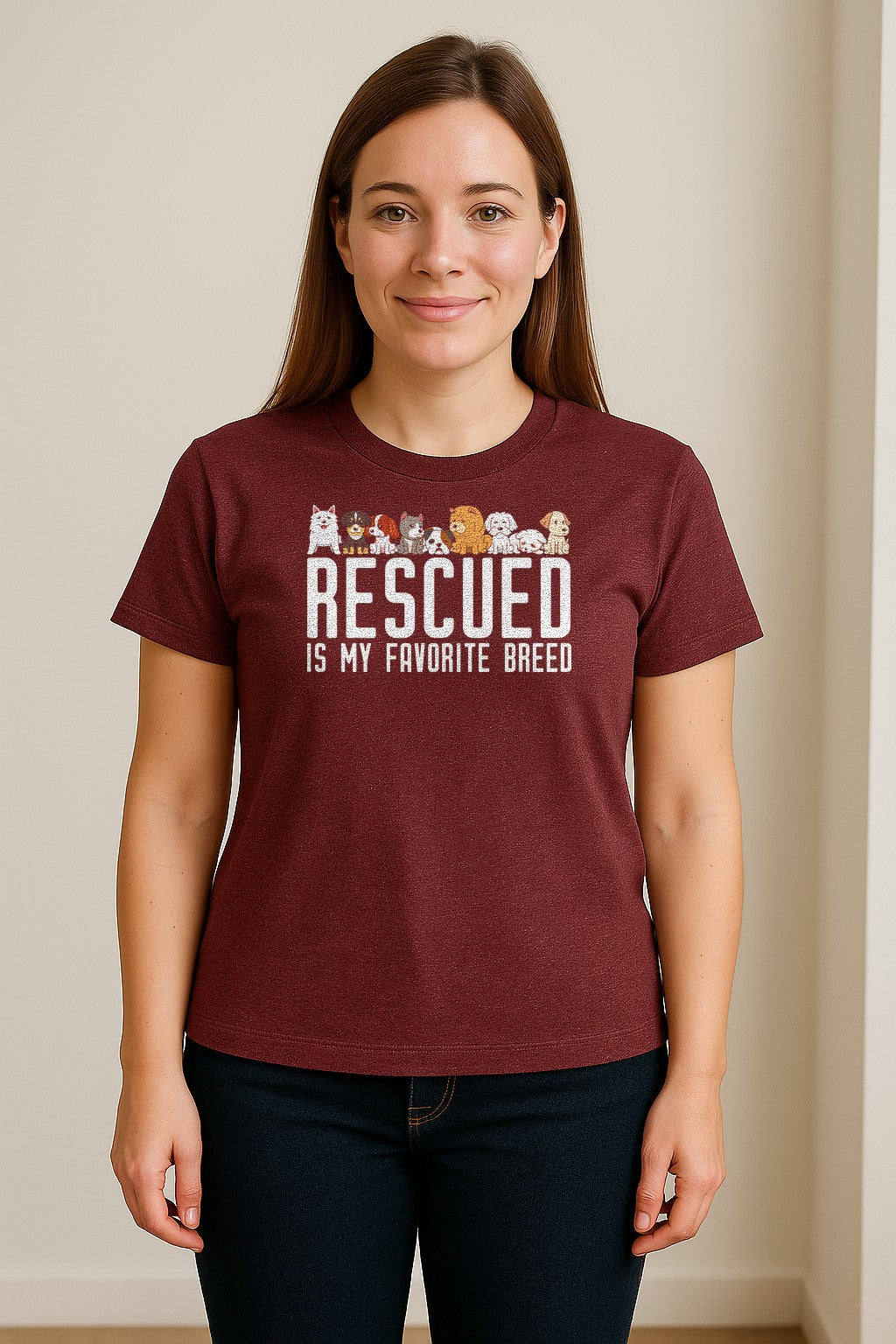 Dog Rescue T-Shirt, Rescued Is My Favorite Breed Graphic for Animal Lovers and Pet Parents