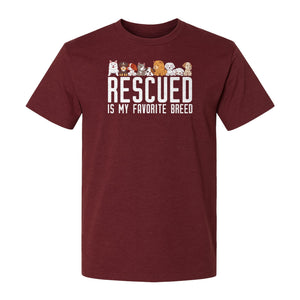 Dog Rescue T-Shirt, Rescued Is My Favorite Breed Graphic for Animal Lovers and Pet Parents