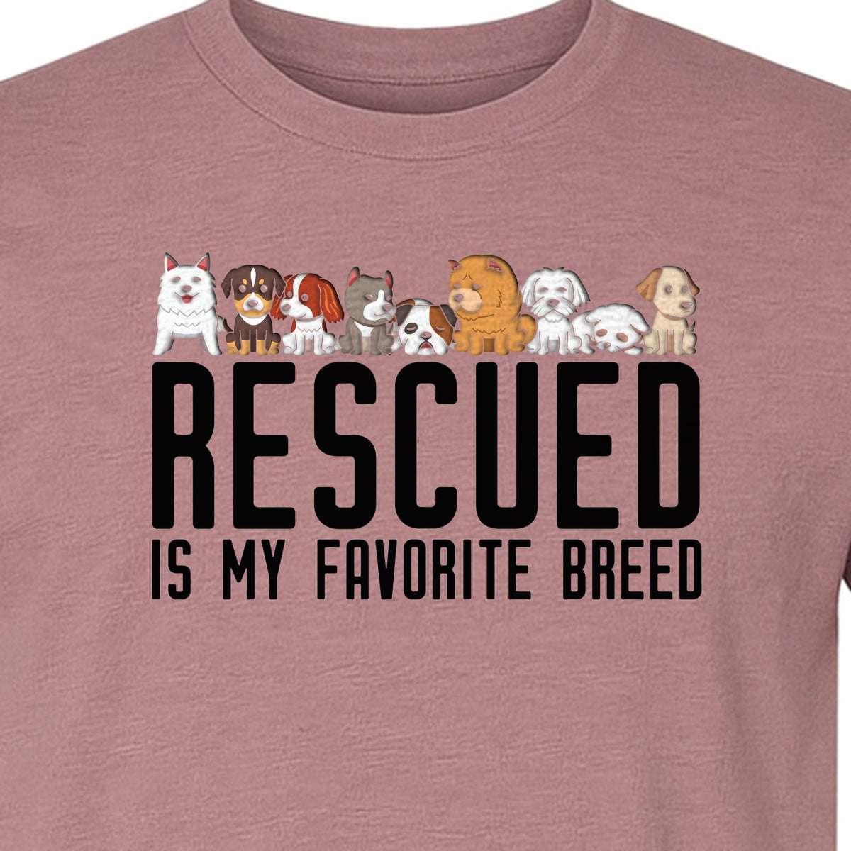 Dog Rescue T-Shirt, Rescued Is My Favorite Breed Graphic for Animal Lovers and Pet Parents
