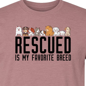 Dog Rescue T-Shirt, Rescued Is My Favorite Breed Graphic for Animal Lovers and Pet Parents