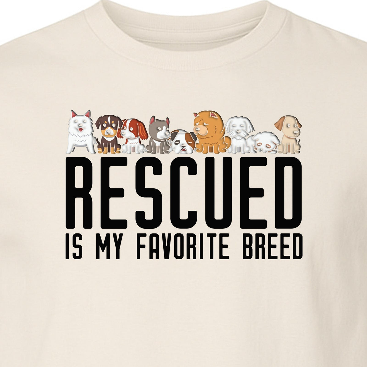 Dog Rescue T-Shirt, Rescued Is My Favorite Breed Graphic for Animal Lovers and Pet Parents