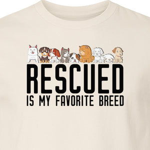 Dog Rescue T-Shirt, Rescued Is My Favorite Breed Graphic for Animal Lovers and Pet Parents