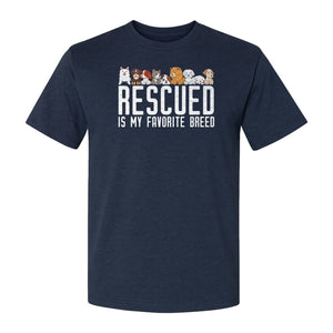 Dog Rescue T-Shirt, Rescued Is My Favorite Breed Graphic for Animal Lovers and Pet Parents