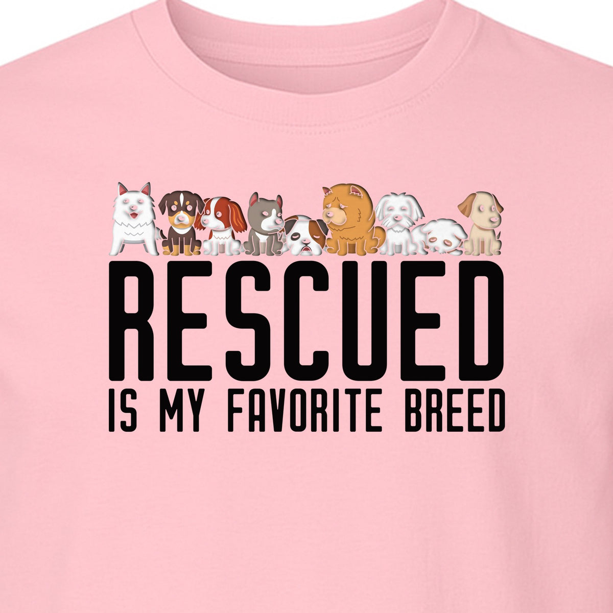 Dog Rescue T-Shirt, Rescued Is My Favorite Breed Graphic for Animal Lovers and Pet Parents