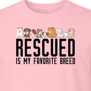 Dog Rescue T-Shirt, Rescued Is My Favorite Breed Graphic for Animal Lovers and Pet Parents