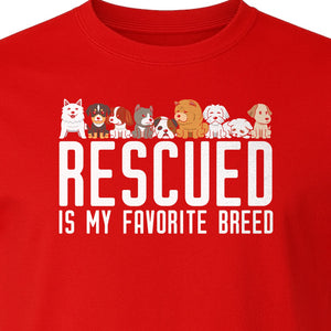 Dog Rescue T-Shirt, Rescued Is My Favorite Breed Graphic for Animal Lovers and Pet Parents