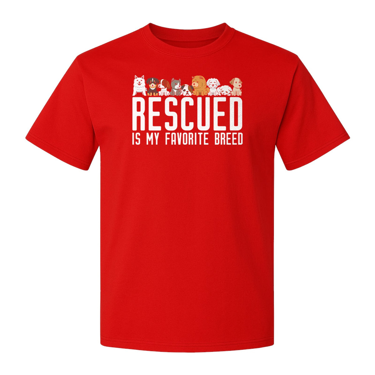 Dog Rescue T-Shirt, Rescued Is My Favorite Breed Graphic for Animal Lovers and Pet Parents