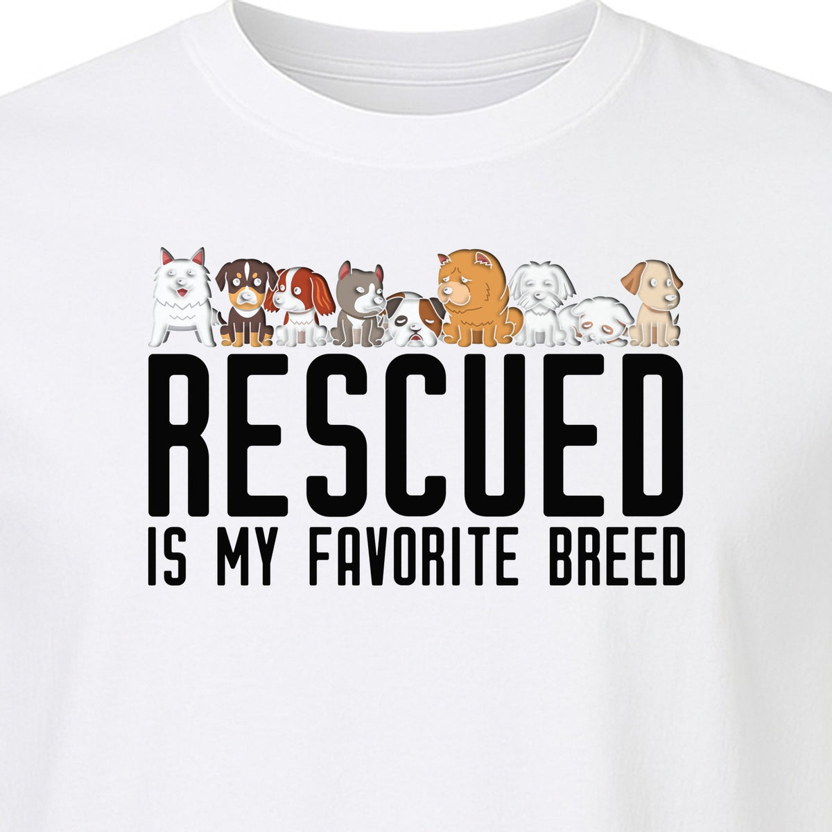 Dog Rescue T-Shirt, Rescued Is My Favorite Breed Graphic for Animal Lovers and Pet Parents
