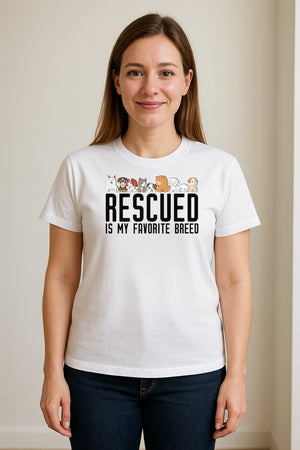 Dog Rescue T-Shirt, Rescued Is My Favorite Breed Graphic for Animal Lovers and Pet Parents