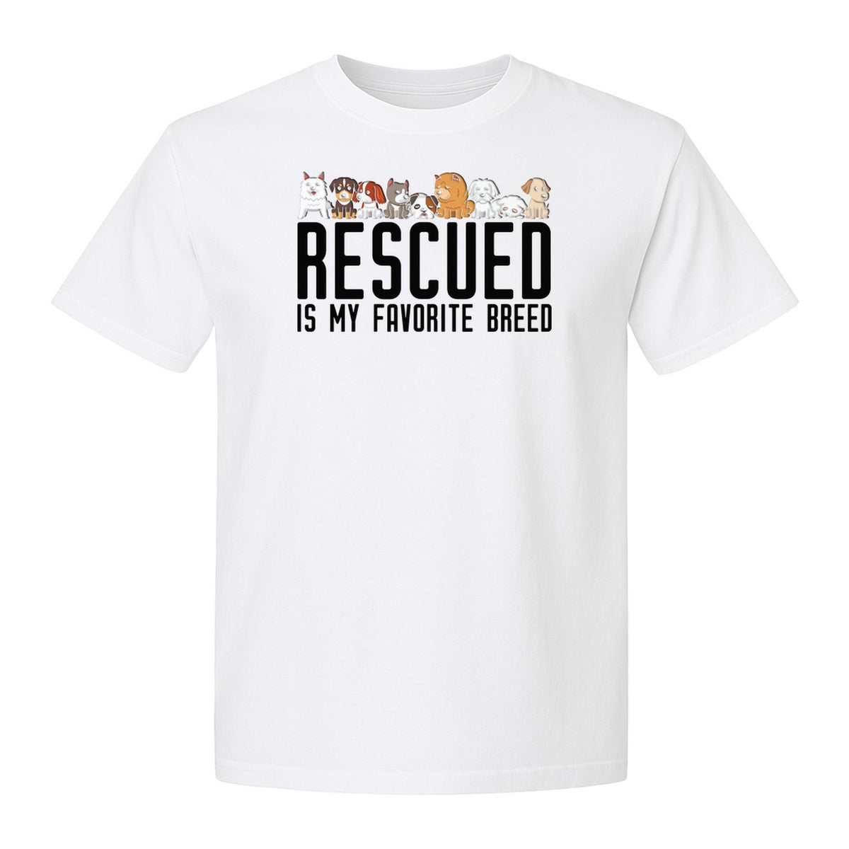 Dog Rescue T-Shirt, Rescued Is My Favorite Breed Graphic for Animal Lovers and Pet Parents