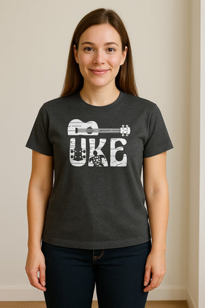 Ukulele T-Shirt, Distressed Uke Instrument Graphic for Musicians and Music Lovers