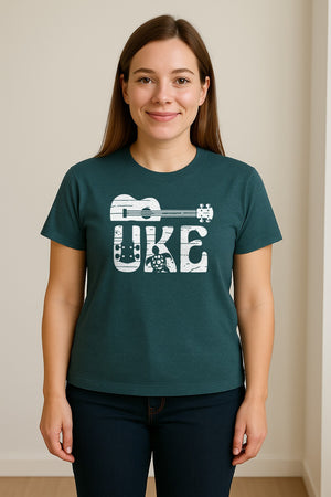 Ukulele T-Shirt, Distressed Uke Instrument Graphic for Musicians and Music Lovers
