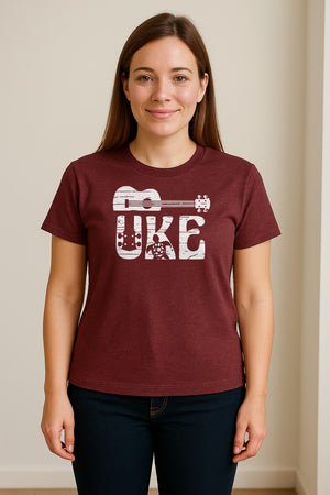 Ukulele T-Shirt, Distressed Uke Instrument Graphic for Musicians and Music Lovers