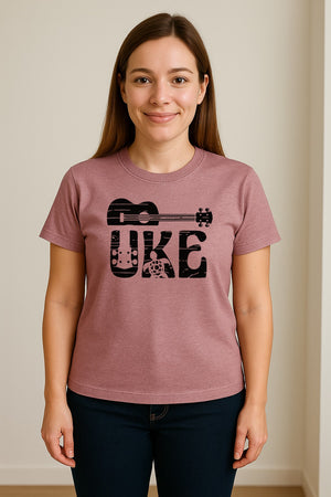 Ukulele T-Shirt, Distressed Uke Instrument Graphic for Musicians and Music Lovers
