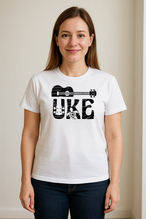 Ukulele T-Shirt, Distressed Uke Instrument Graphic for Musicians and Music Lovers