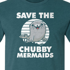 Seal T-Shirt, Save The Chubby Mermaids Graphic for Ocean Animal Lovers