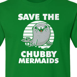 Seal T-Shirt, Save The Chubby Mermaids Graphic for Ocean Animal Lovers