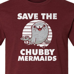 Seal T-Shirt, Save The Chubby Mermaids Graphic for Ocean Animal Lovers