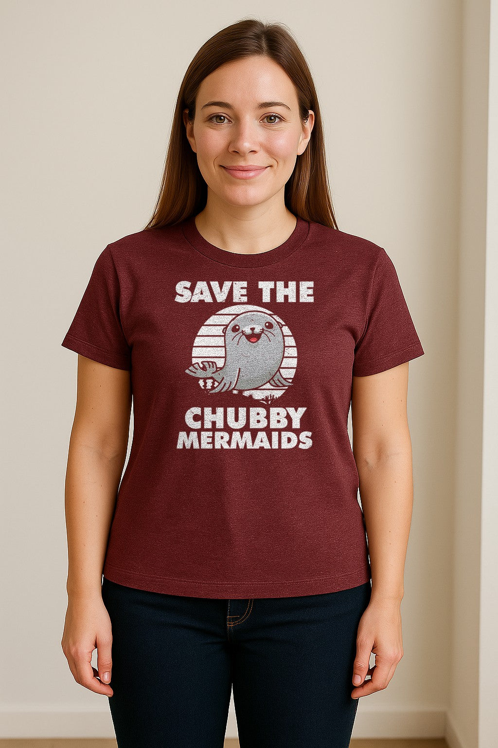 Seal T-Shirt, Save The Chubby Mermaids Graphic for Ocean Animal Lovers