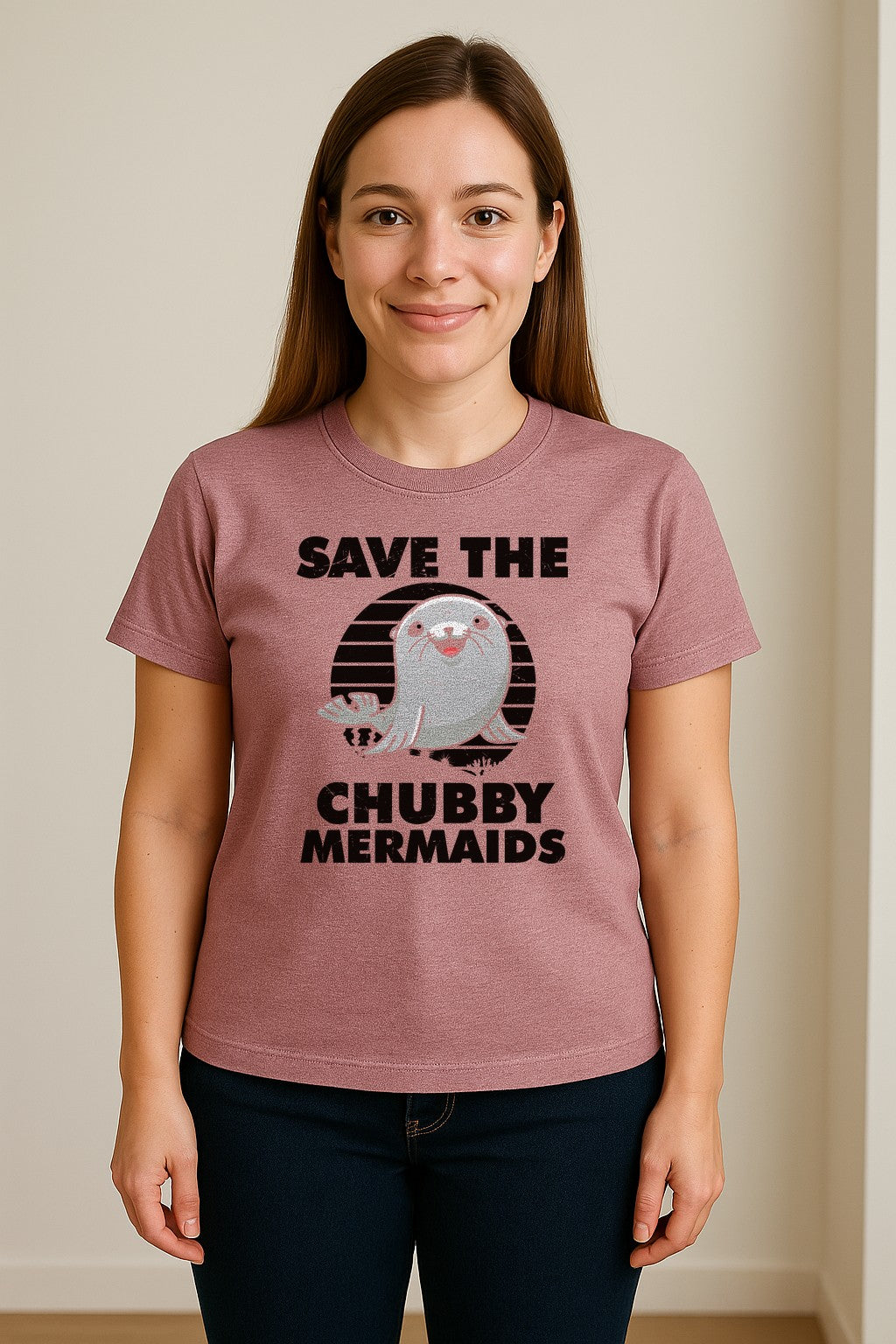 Seal T-Shirt, Save The Chubby Mermaids Graphic for Ocean Animal Lovers