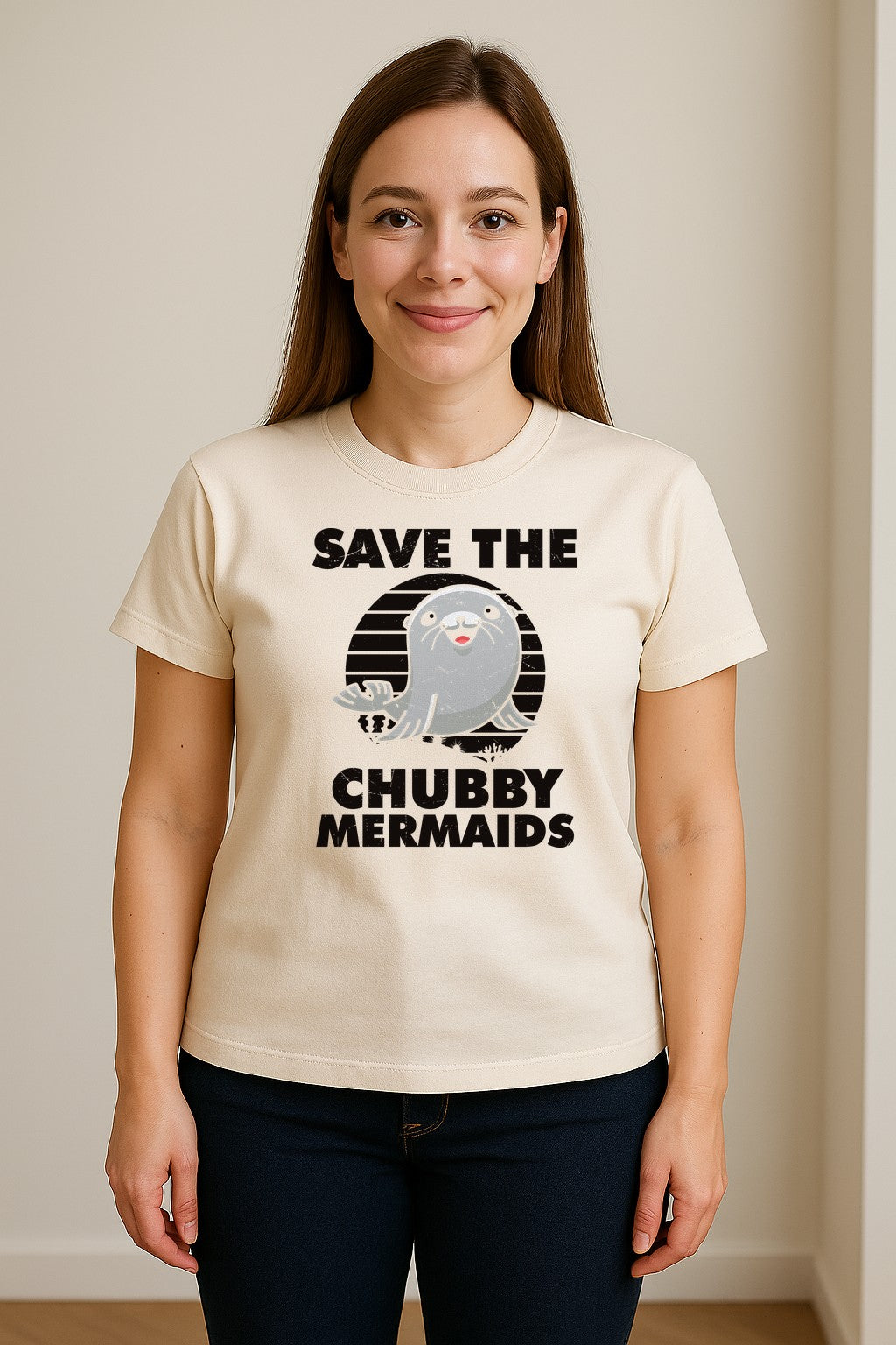 Seal T-Shirt, Save The Chubby Mermaids Graphic for Ocean Animal Lovers