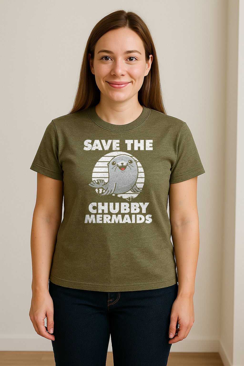 Seal T-Shirt, Save The Chubby Mermaids Graphic for Ocean Animal Lovers