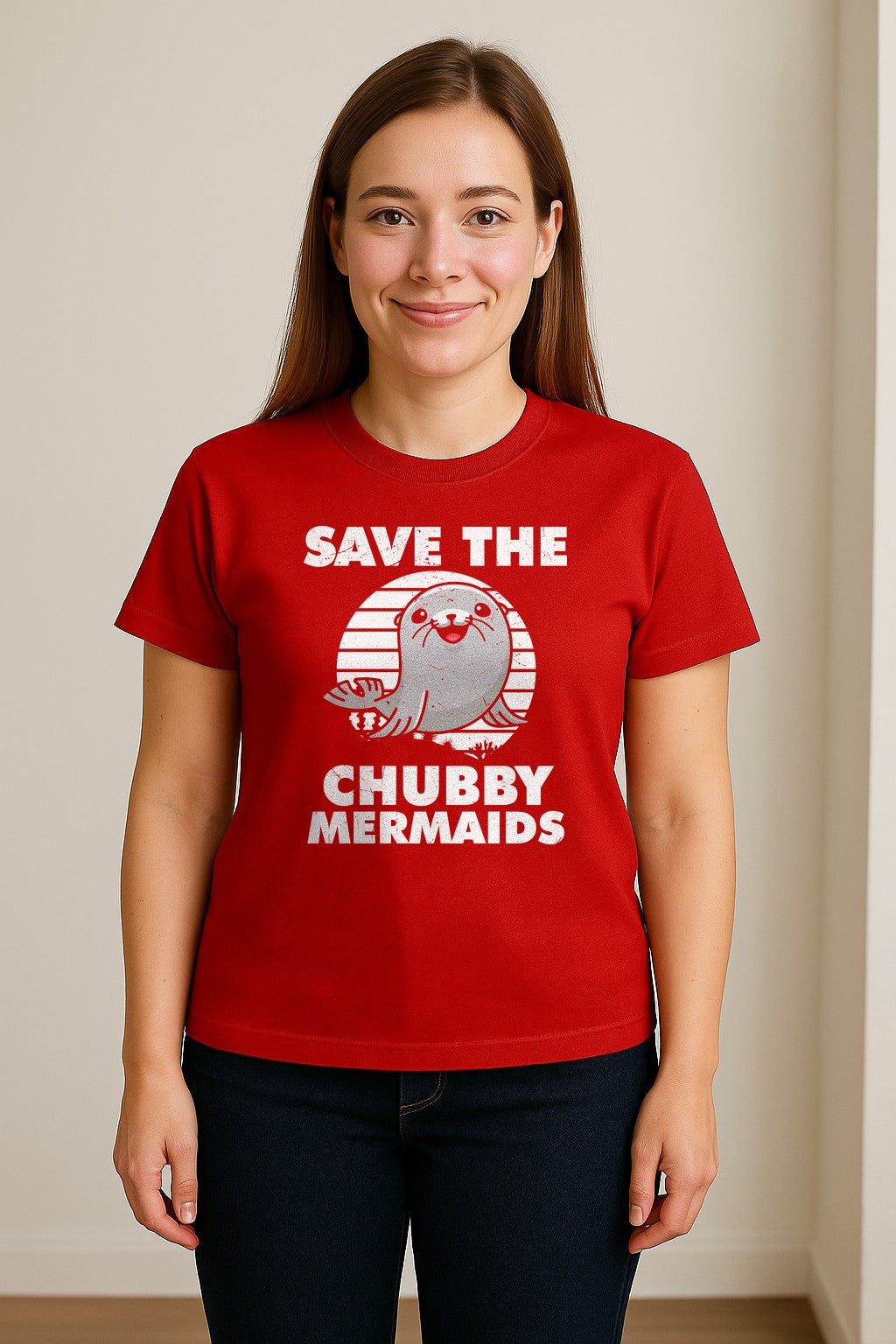 Seal T-Shirt, Save The Chubby Mermaids Graphic for Ocean Animal Lovers