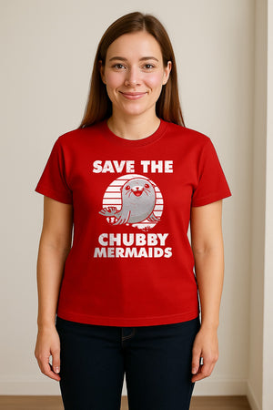 Seal T-Shirt, Save The Chubby Mermaids Graphic for Ocean Animal Lovers