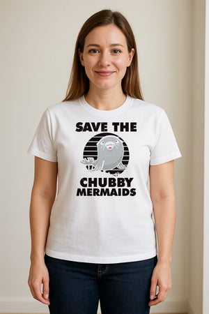 Seal T-Shirt, Save The Chubby Mermaids Graphic for Ocean Animal Lovers