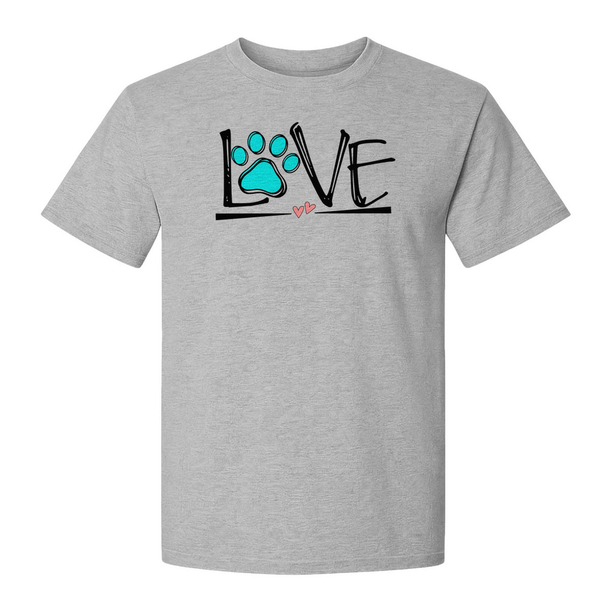 Dog Love Paw Print T-Shirt, Chalk Style Heart Graphic for Moms, Pet Owners and Animal Lovers