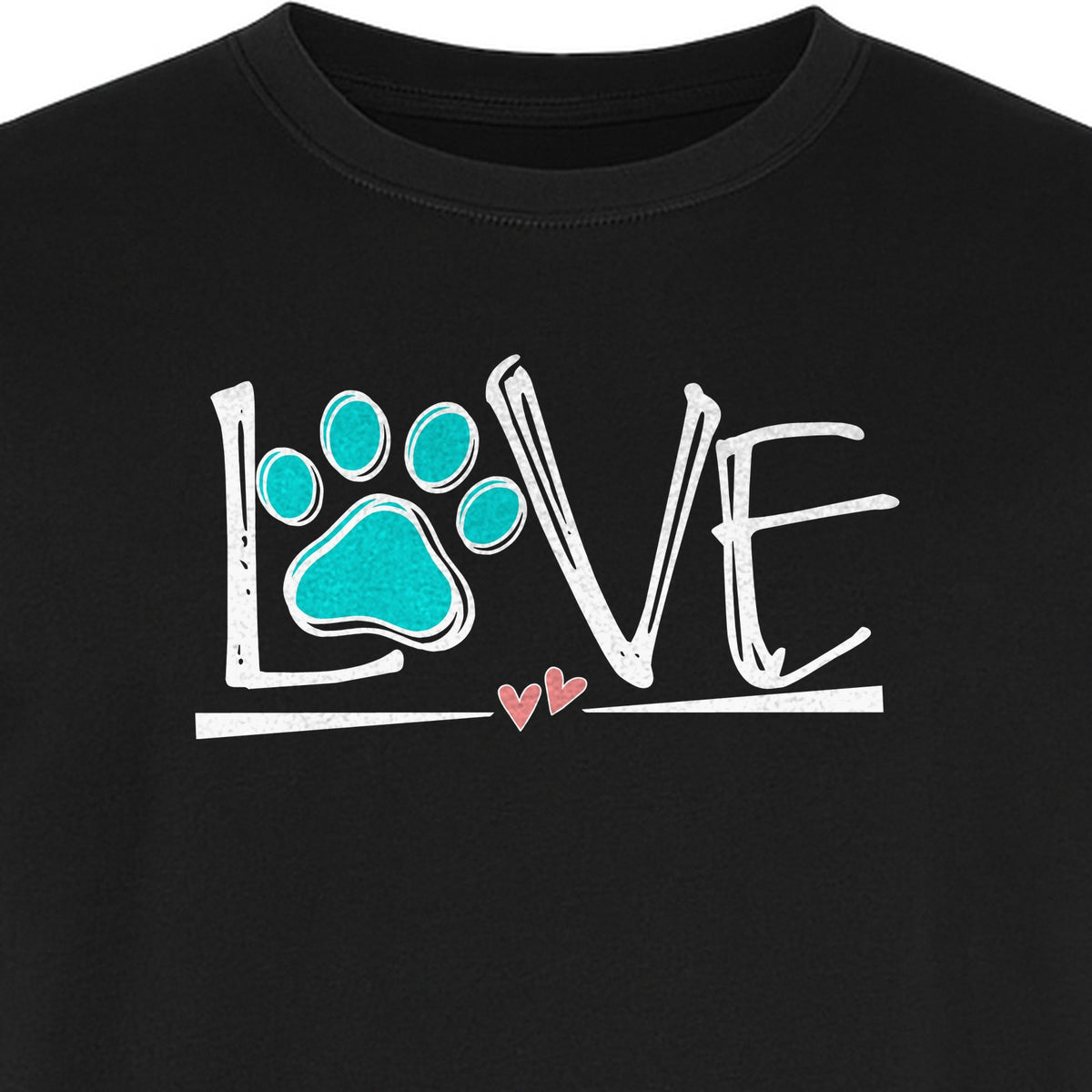 Dog Love Paw Print T-Shirt, Chalk Style Heart Graphic for Moms, Pet Owners and Animal Lovers