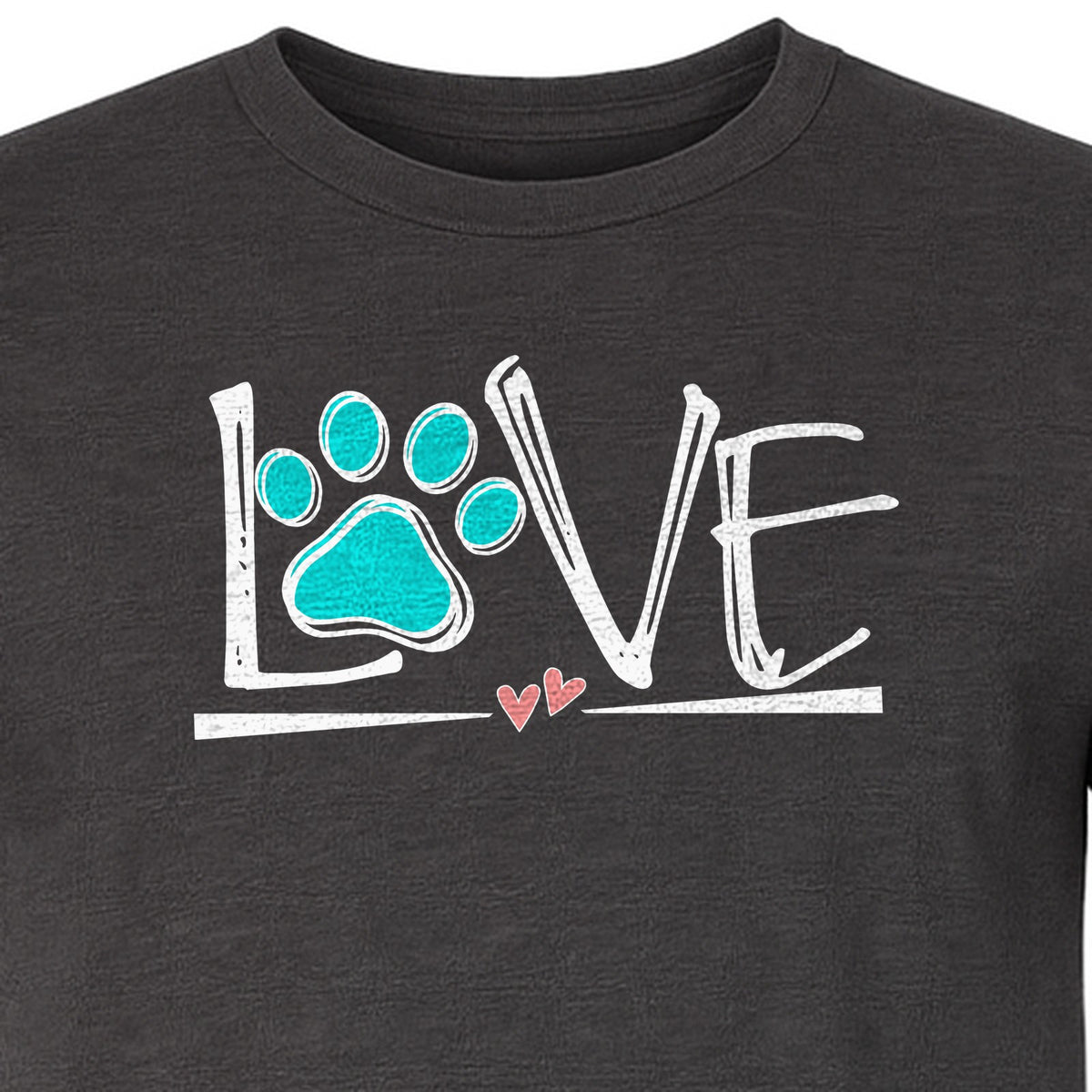 Dog Love Paw Print T-Shirt, Chalk Style Heart Graphic for Moms, Pet Owners and Animal Lovers