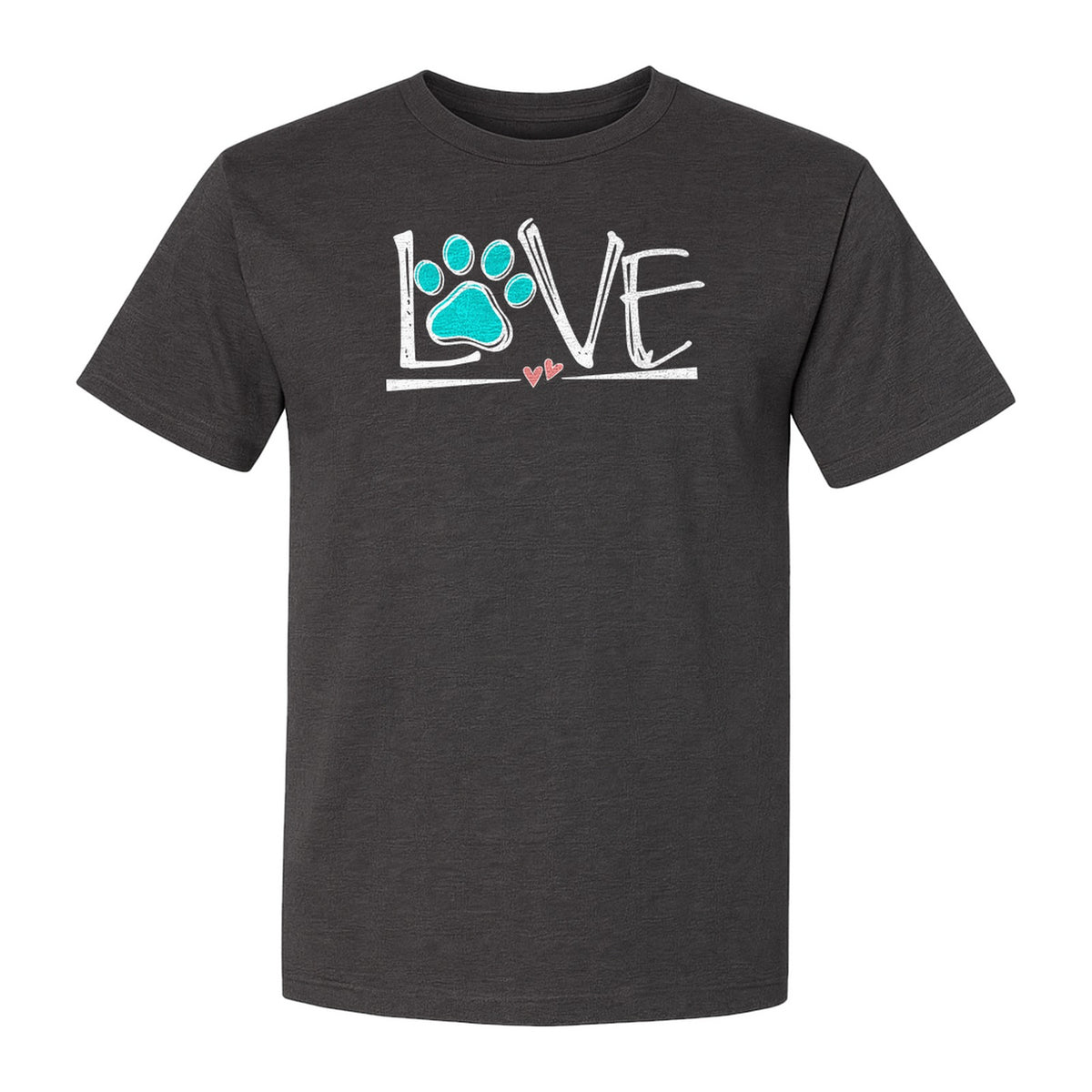 Dog Love Paw Print T-Shirt, Chalk Style Heart Graphic for Moms, Pet Owners and Animal Lovers