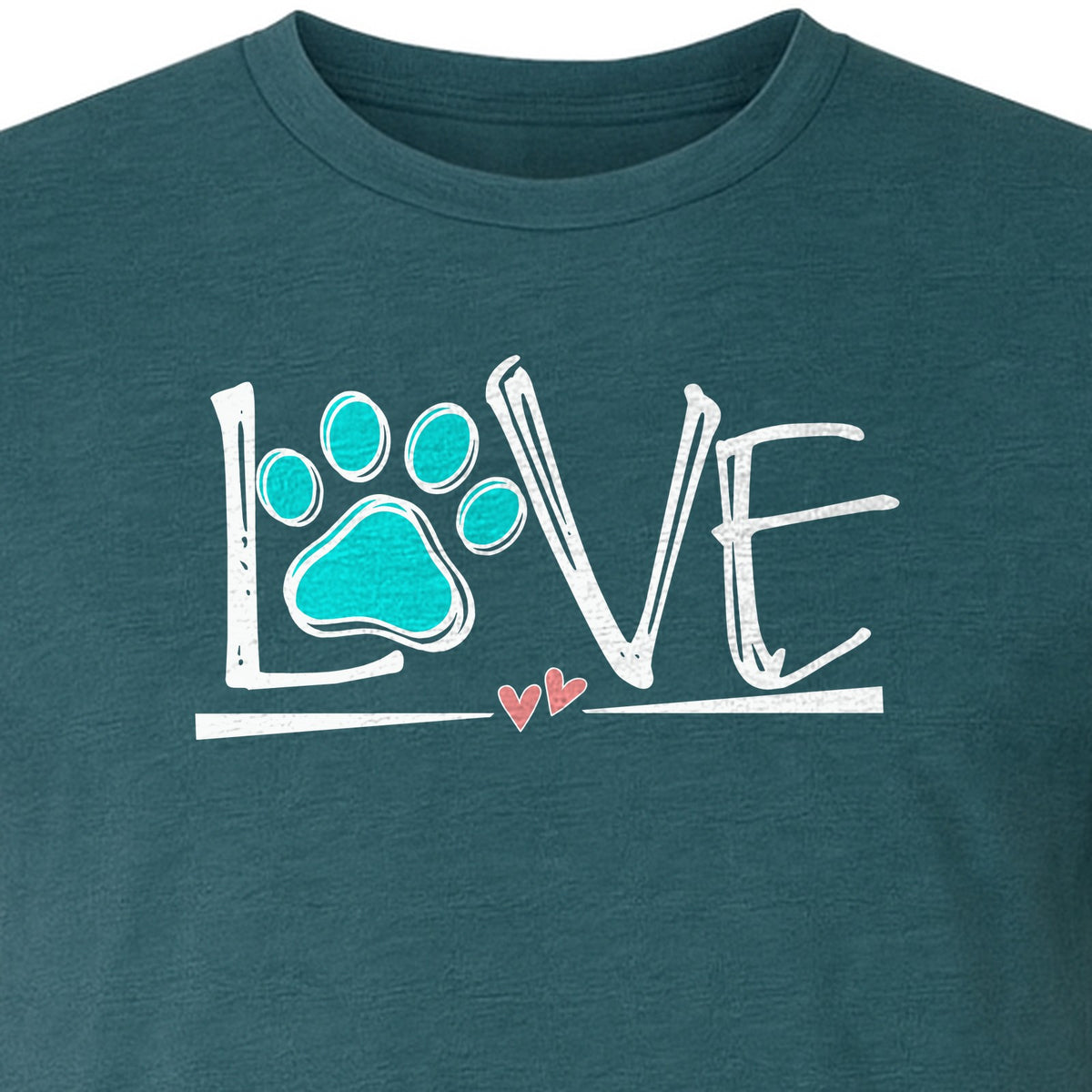 Dog Love Paw Print T-Shirt, Chalk Style Heart Graphic for Moms, Pet Owners and Animal Lovers