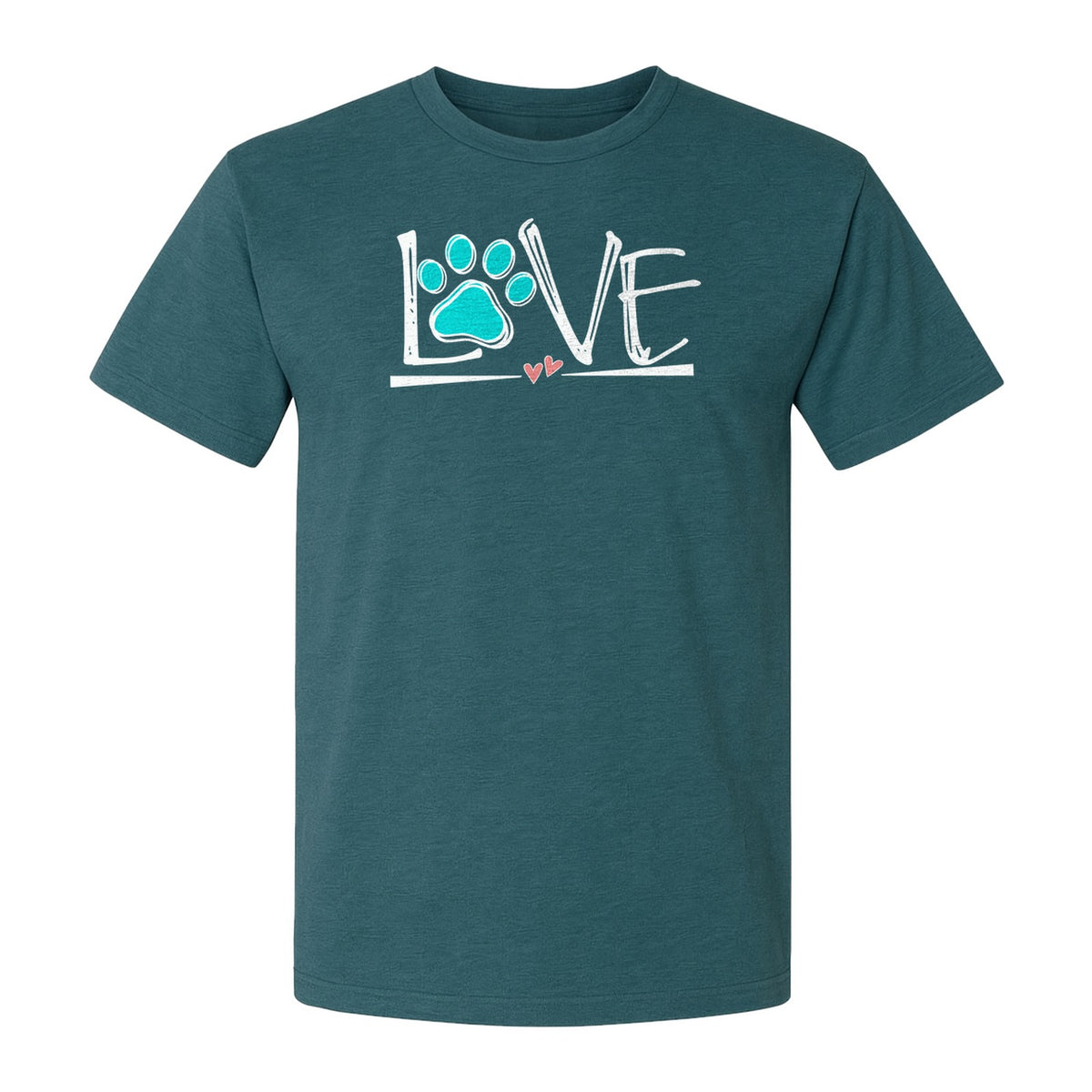 Dog Love Paw Print T-Shirt, Chalk Style Heart Graphic for Moms, Pet Owners and Animal Lovers