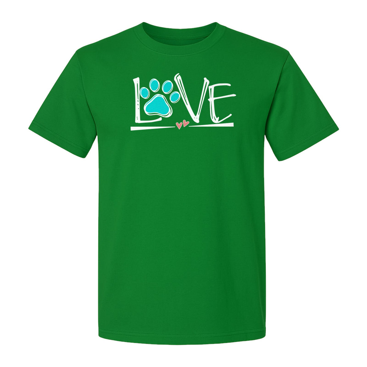 Dog Love Paw Print T-Shirt, Chalk Style Heart Graphic for Moms, Pet Owners and Animal Lovers