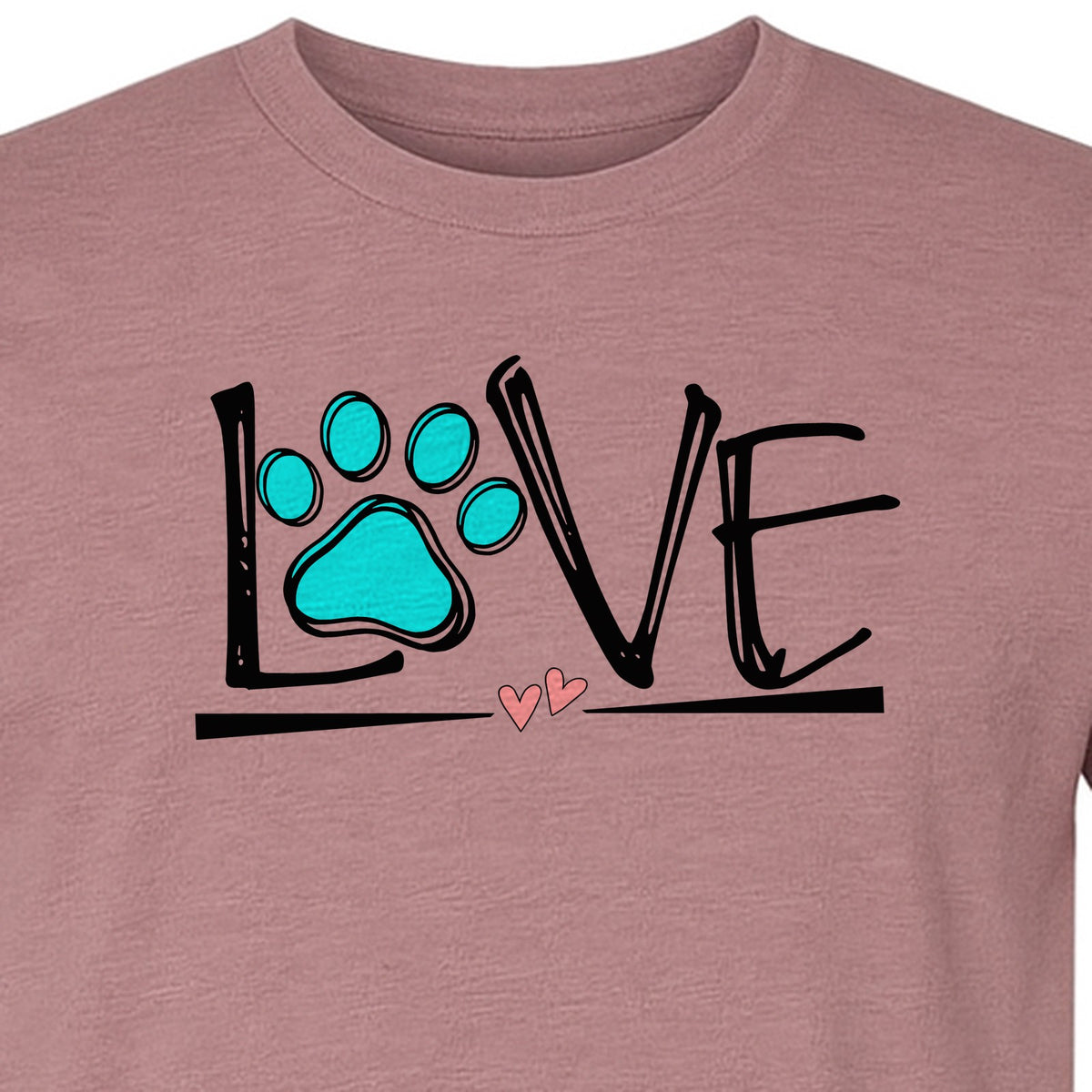 Dog Love Paw Print T-Shirt, Chalk Style Heart Graphic for Moms, Pet Owners and Animal Lovers