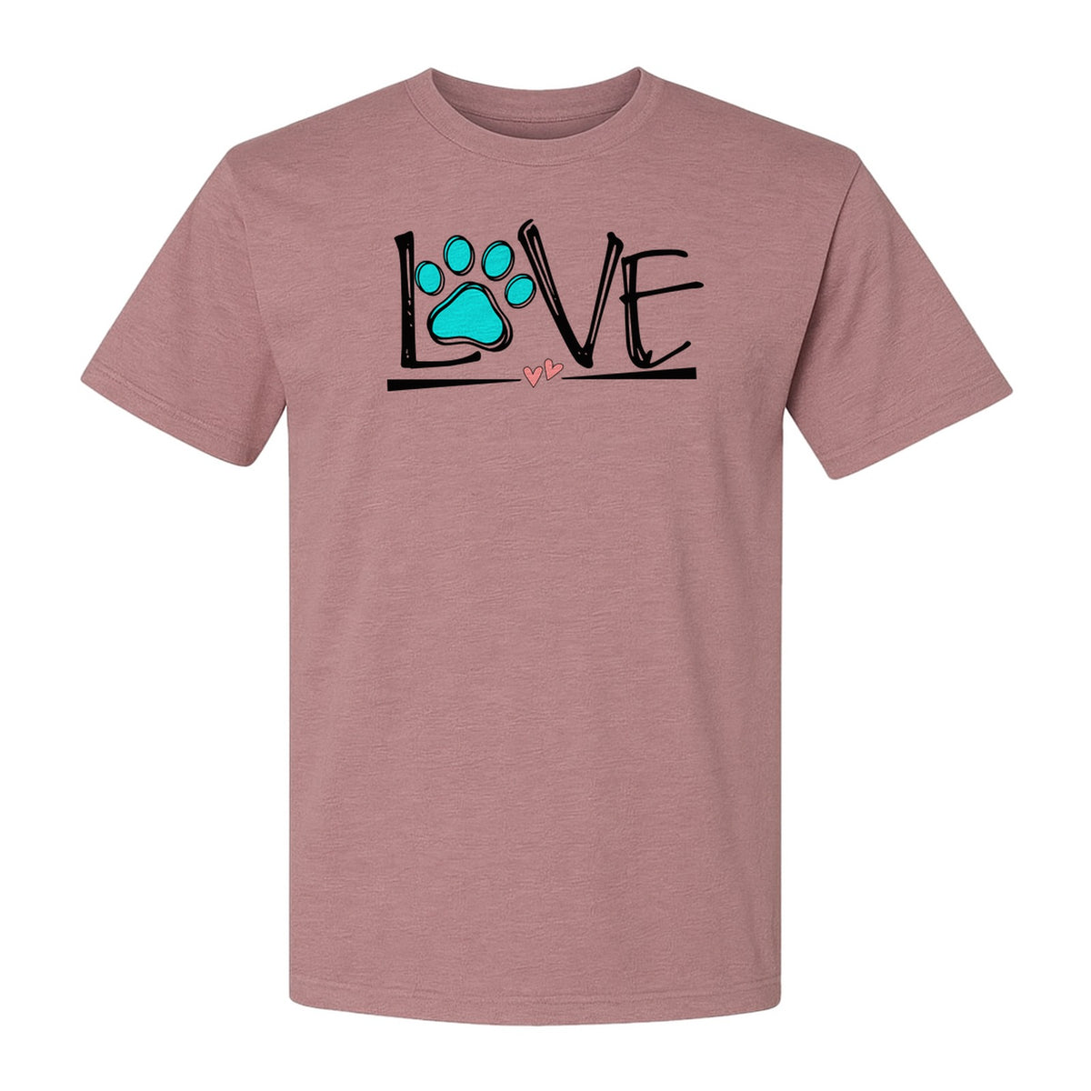 Dog Love Paw Print T-Shirt, Chalk Style Heart Graphic for Moms, Pet Owners and Animal Lovers
