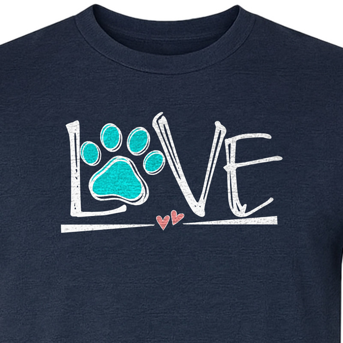 Dog Love Paw Print T-Shirt, Chalk Style Heart Graphic for Moms, Pet Owners and Animal Lovers
