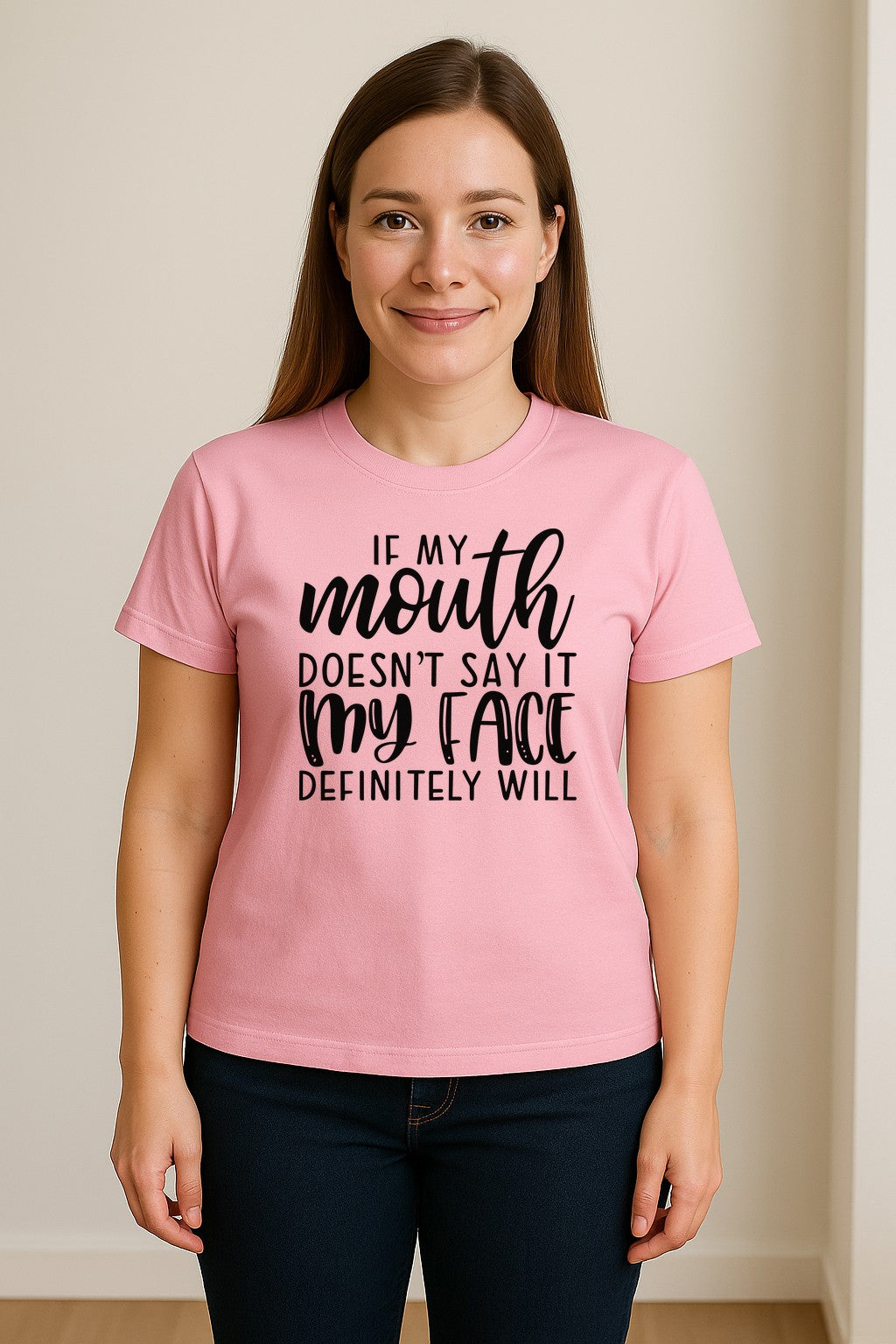 Sarcastic Quote T-Shirt, If My Mouth Doesn't Say It My Face Definitely Will Graphic Tee