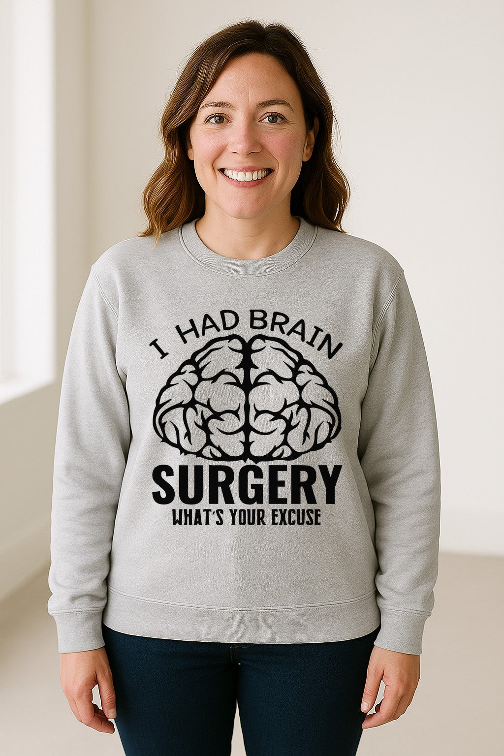 Brain Surgery Recovery Sweatshirt, What's Your Excuse Funny Survivor Support Crewneck