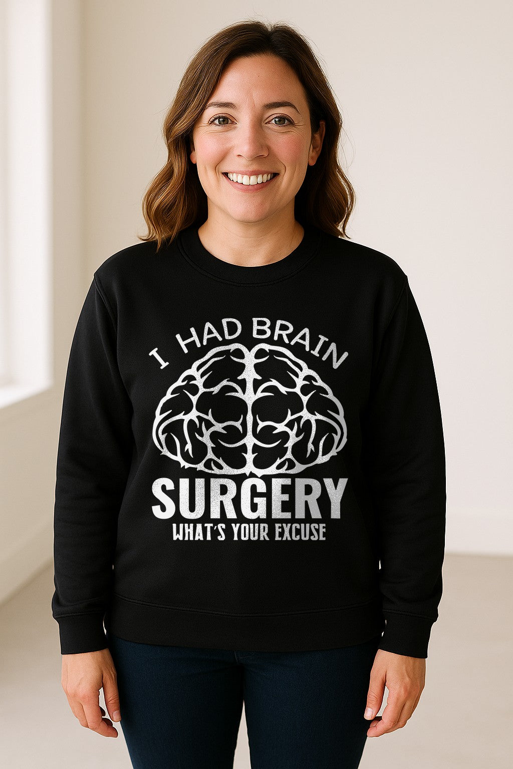 Brain Surgery Recovery Sweatshirt, What's Your Excuse Funny Survivor Support Crewneck