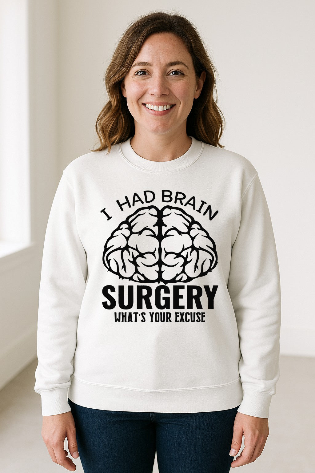 Brain Surgery Recovery Sweatshirt, What's Your Excuse Funny Survivor Support Crewneck