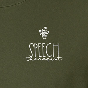 Speech Therapist T-Shirt, Small Left Chest Design for SLPs and Language Pathologists