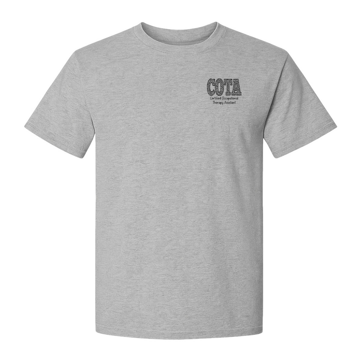 COTA T-Shirt, Certified Occupational Therapy Assistant Left Chest Print for Graduates and Rehab Staff