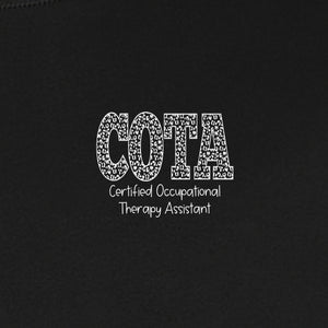 COTA T-Shirt, Certified Occupational Therapy Assistant Left Chest Print for Graduates and Rehab Staff